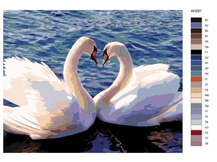 Картина по номерам «Лебединая пара» — картинка 2