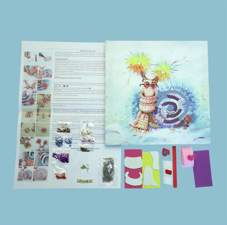 Картина на холсте из пайеток «Улиточка» — картинка 2