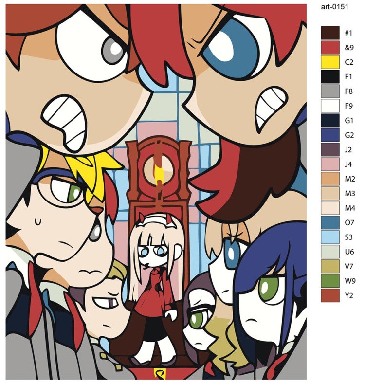 Картина по номерам «Аниме Милый во Франксе: Ноль Два и герои» — картинка 2