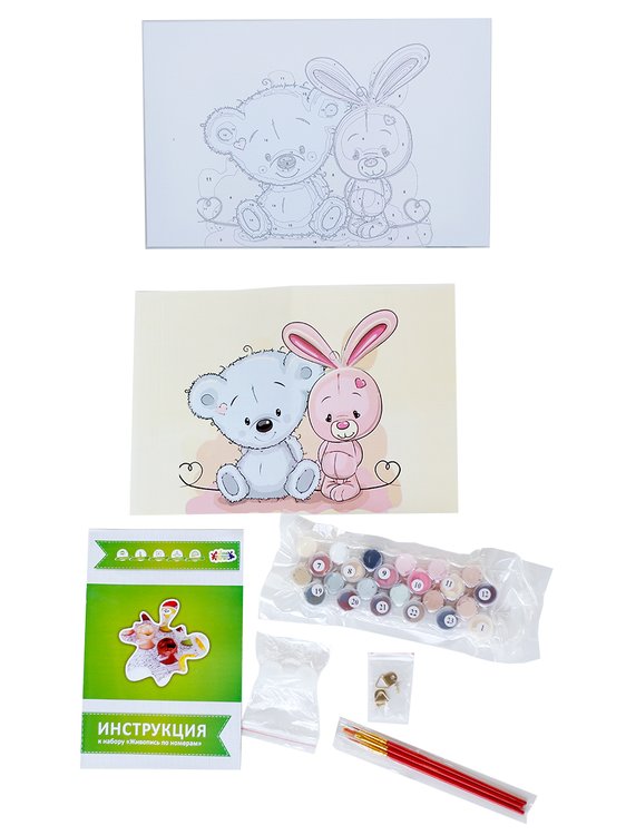 Картина по номерам «Мишка и зайка» — картинка 4