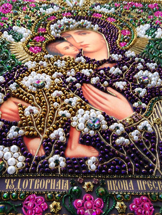 Набор для вышивания хрустальными камнями Богородица «Феодоровская» (акриловый жемчуг) — картинка 9