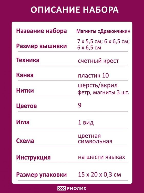 Набор для вышивания «Магниты Дракончики» — картинка 7