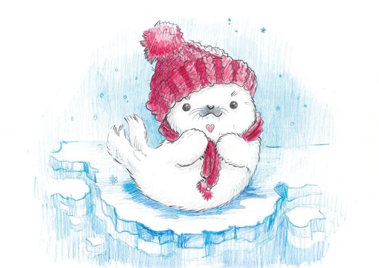 Скетч для раскрашивания цветными карандашами «Малыш белёк», Фрея — картинка 2