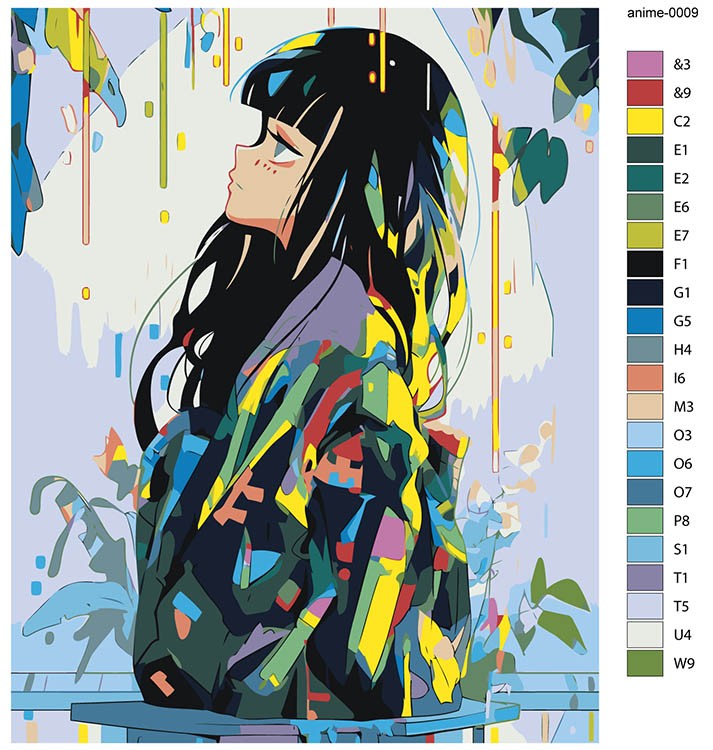 Картина по номерам «Аниме: Яркая грустная девушка» — картинка 2