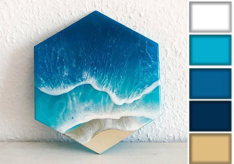 Набор для создания картины эпоксидной смолой Море шестиугольник, Art Blong — картинка 2