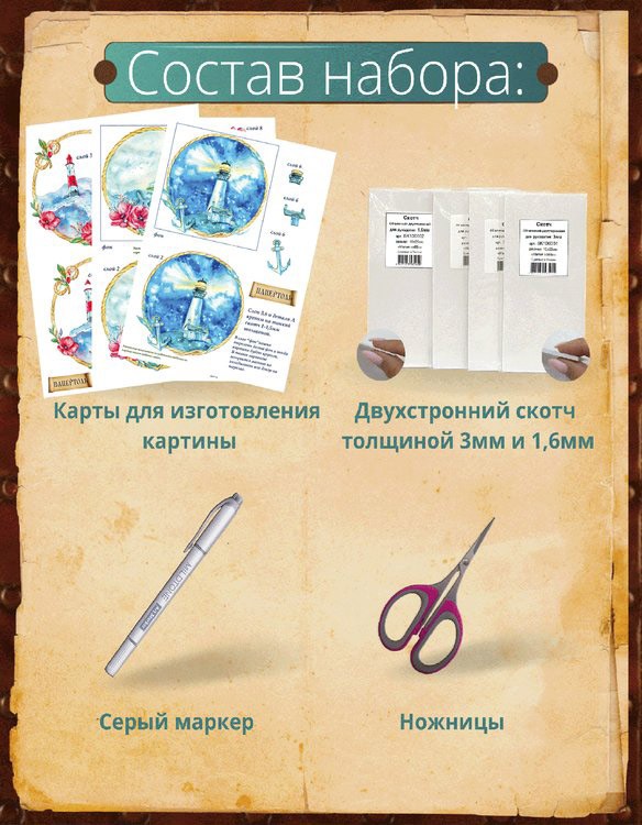 Набор папертоль «Морская коллекция. Маяки» 13x13 см, 3 шт. — картинка 5