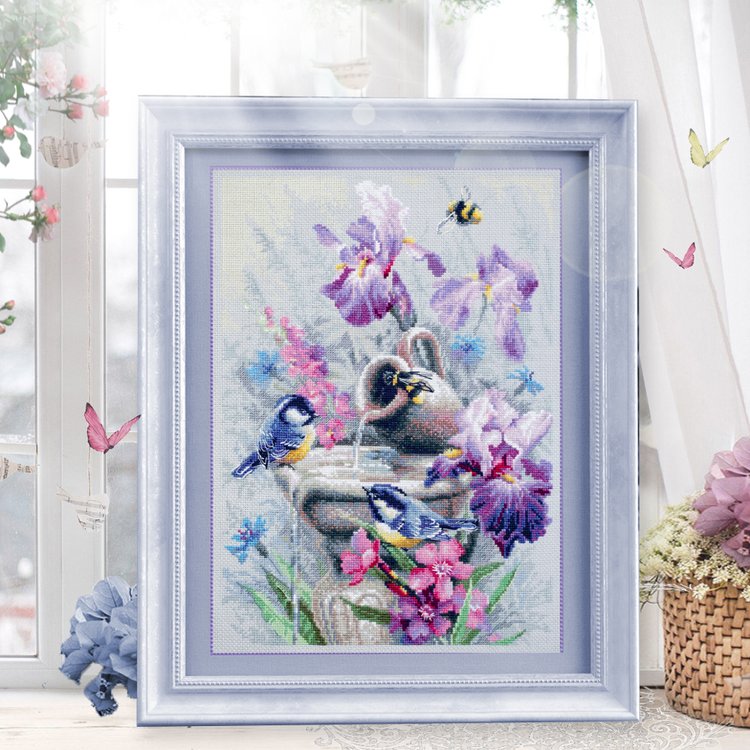 Набор для вышивания «Синицы у фонтана» — картинка 9