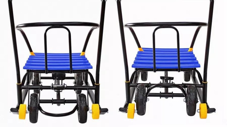 Санки детские Snow Black Auto синие рейки с колесами — картинка 16