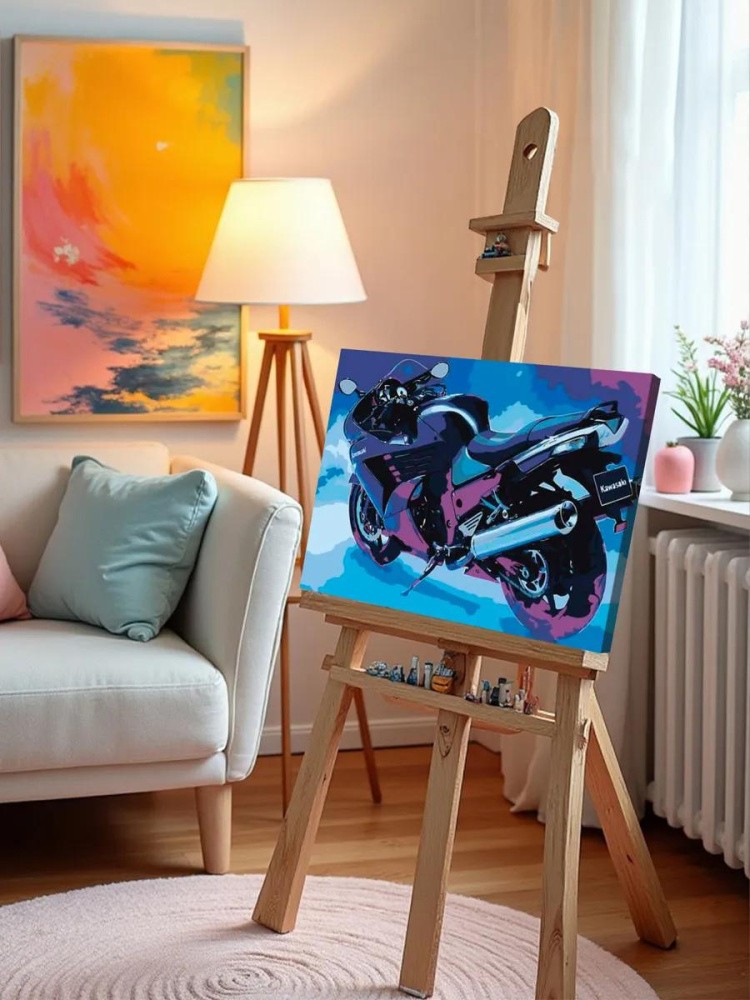 Картина по номерам «Black Kawasaki» — картинка 9