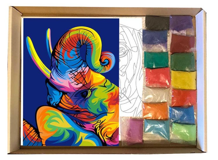 Картина цветным песком «Слон» — картинка 3
