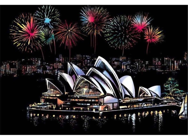 Скретч-картина «Sydney Opera House» (цветная)