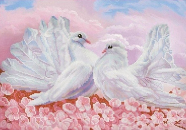 Рисунок на ткани «Любовь и голуби»
