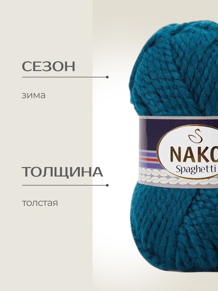 Пряжа NAKO SPAGHETTI (Нако Спагетти), (2273), морская волна, 5 шт. по 100 г — картинка 2