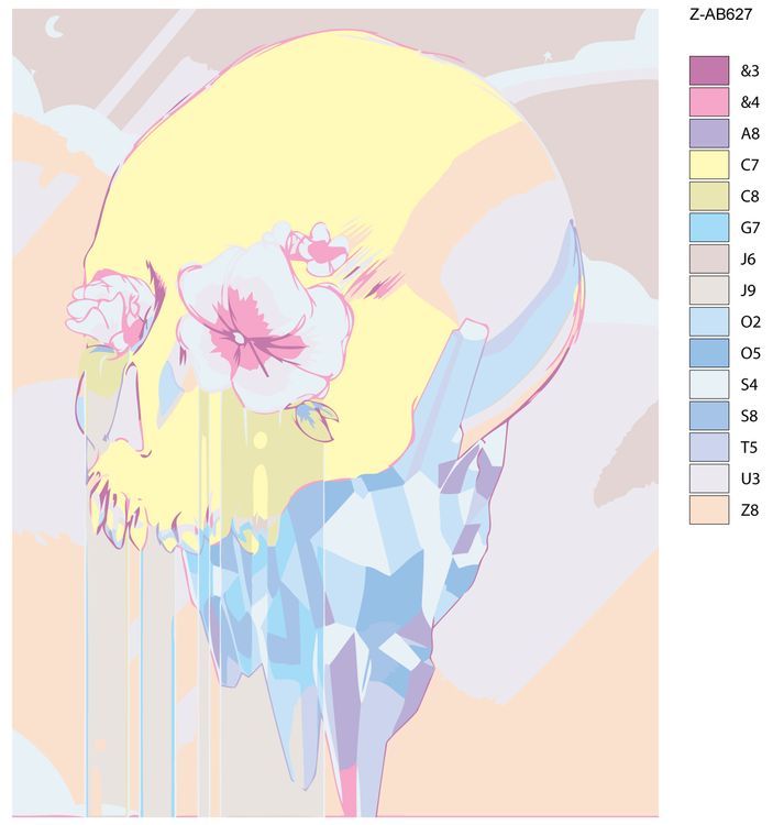 Картина по номерам «Череп в пастельных тонах» — картинка 2