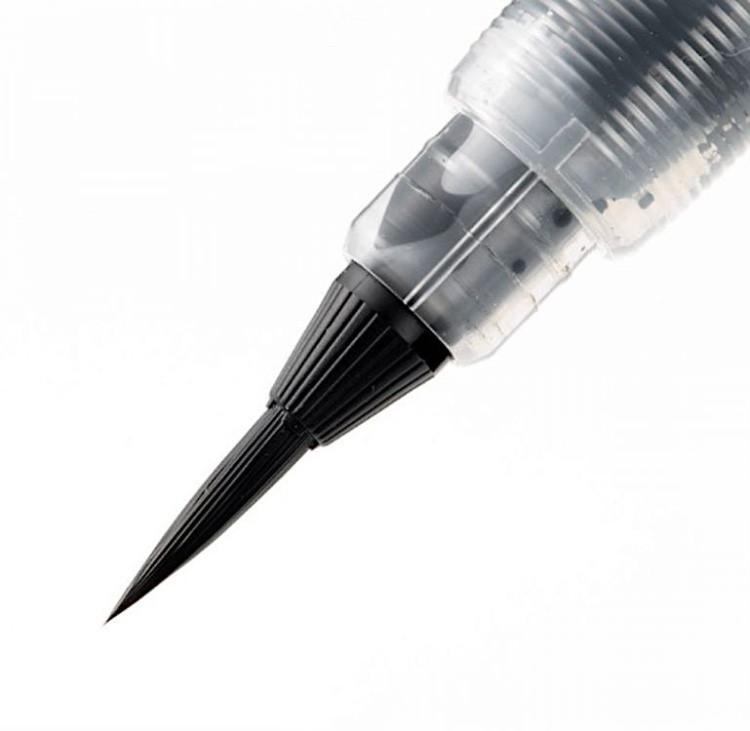 Кисть с краской Brush Pigment, 1-10 мм, 5 мл, цвет: черный, Pentel — картинка 2