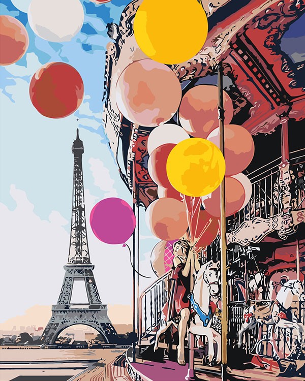 Картина по номерам «Карусель и воздушные шары»