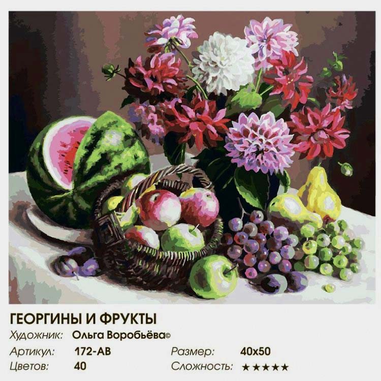 Картина по номерам «Георгины и фрукты» — картинка 2