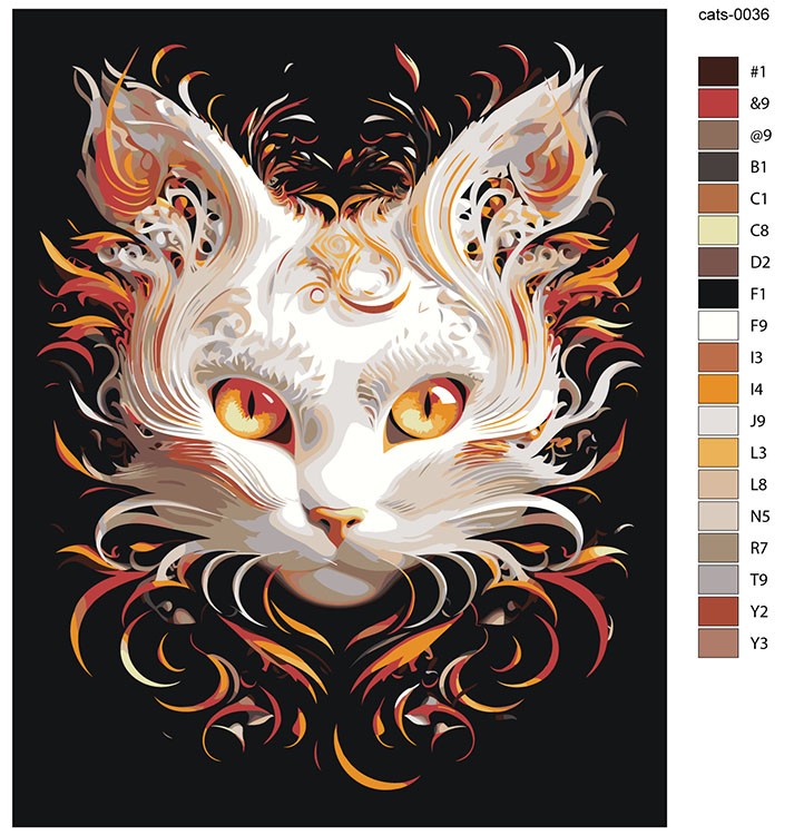 Картина по номерам «Белый огненный кот» — картинка 2