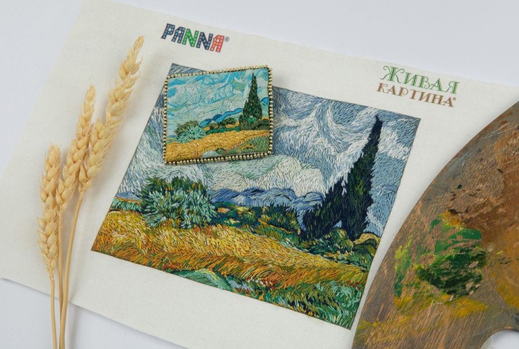 Набор для вышивания «Брошь. Пшеничное поле с кипарисами» — картинка 8