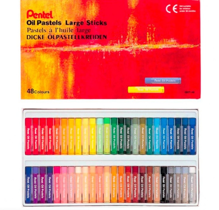 Пастель масляная Pentel Arts Oil Pastels Large Sticks, 48 цв. — картинка 2