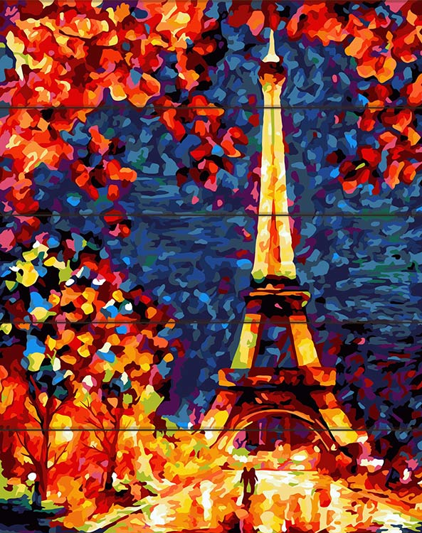 Картина по номерам по дереву Flamingo «Яркий Париж»