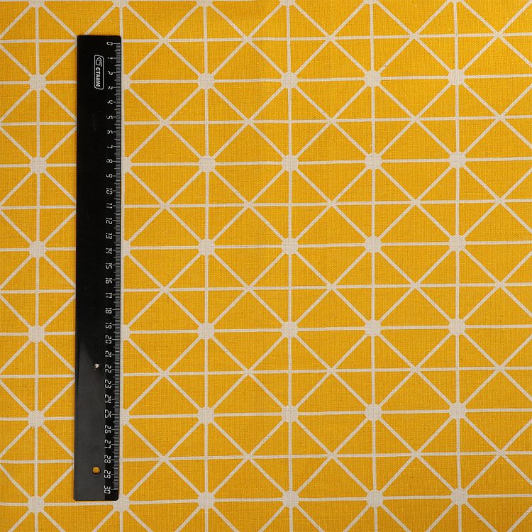Ткань льняная, 1 м x 150 см, 140 г/м², цвет: желтый, геометрический принт, TBY — картинка 6