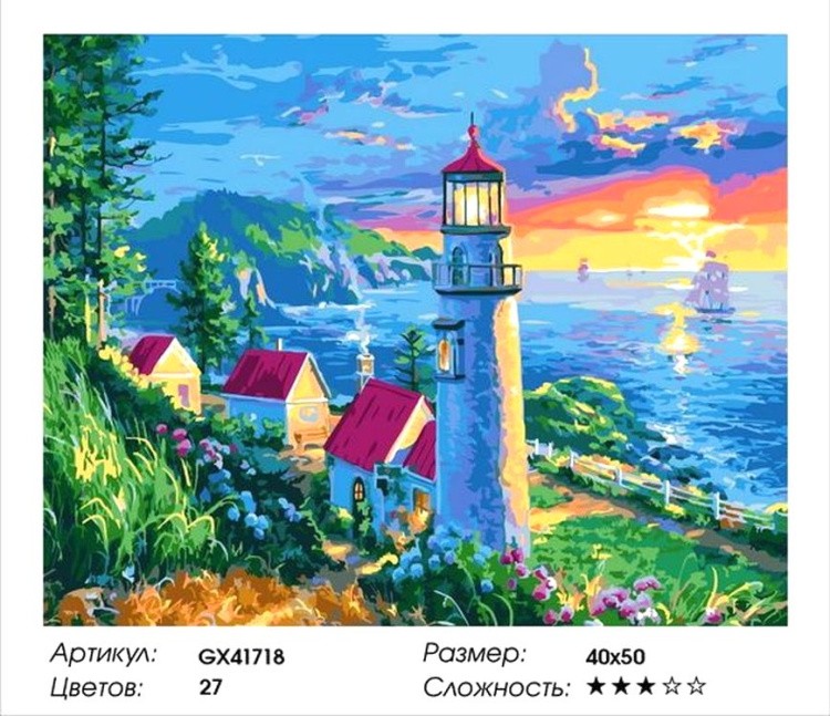 Картина по номерам «Маяк на берегу» — картинка 2