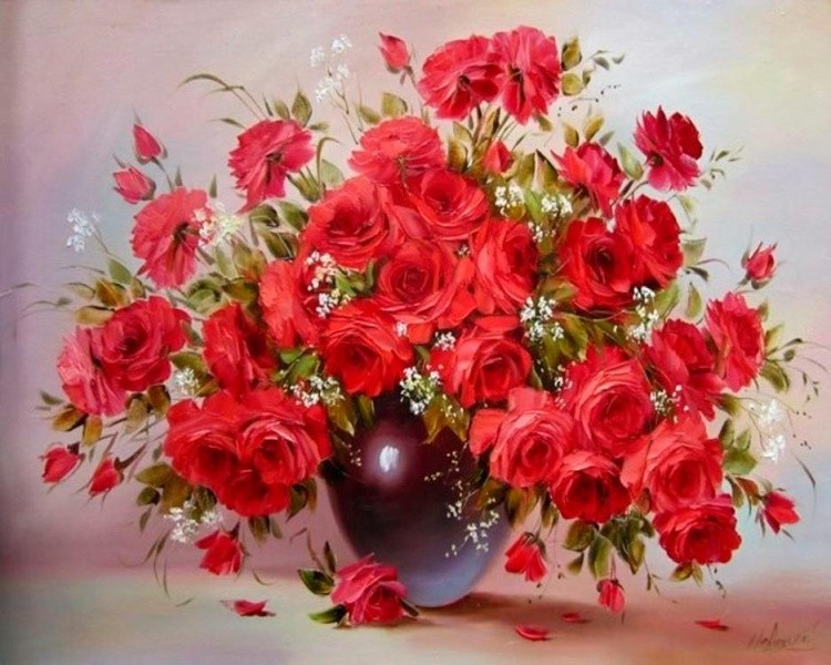 Картина по номерам «Шикарные красные розы»