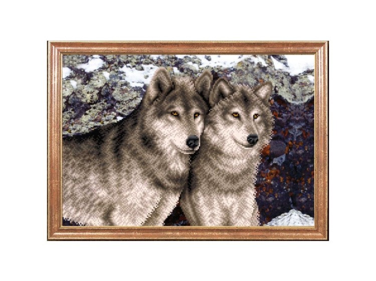 Рисунок на ткани «Пара волков»