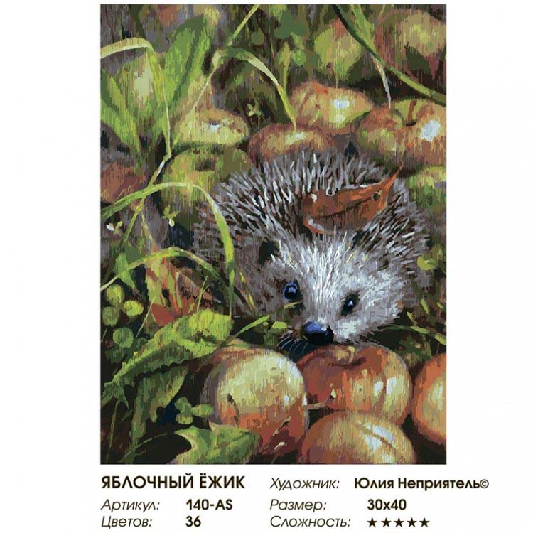 Картина по номерам «Яблочный ёжик» — картинка 2