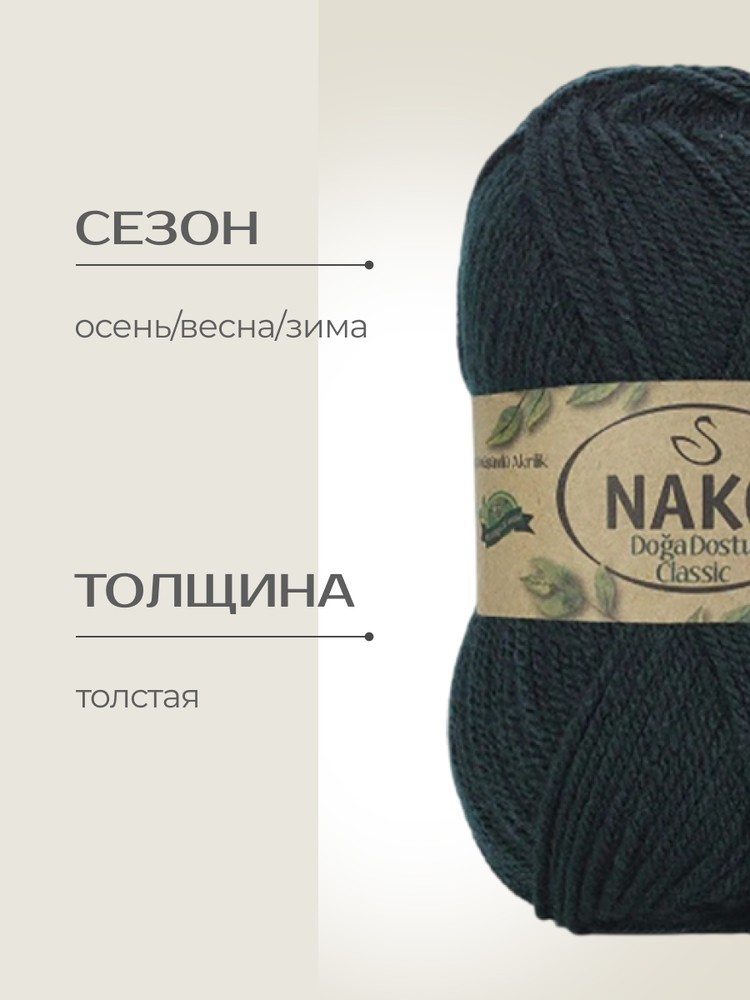 Пряжа NAKO Doga Dostu classic (Нако Дога досту классик), (40114), индиго, 5 шт. по 100 г — картинка 2