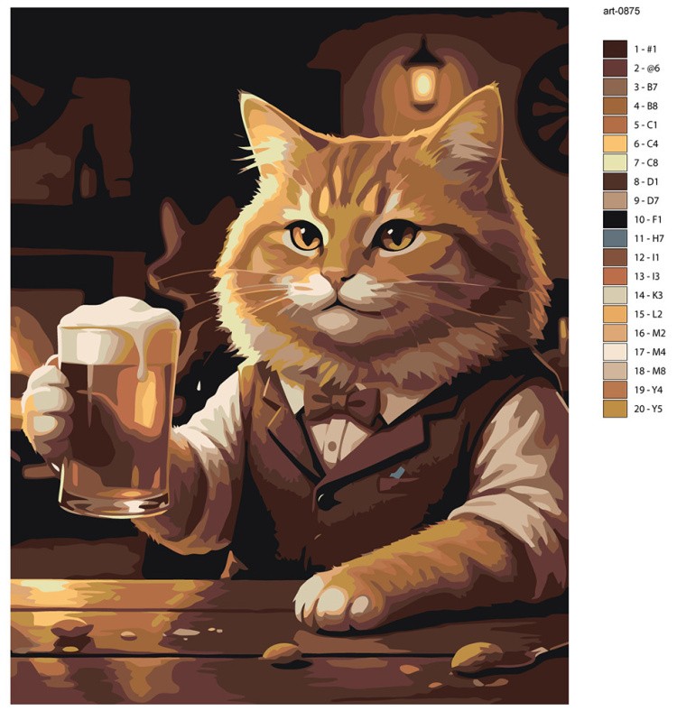 Картина по номерам Рыжий пушистый кот с пивом — картинка 2