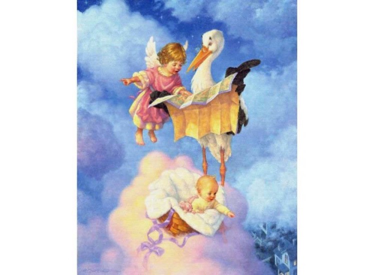 Набор для вышивания «Ангелочек с аистом»
