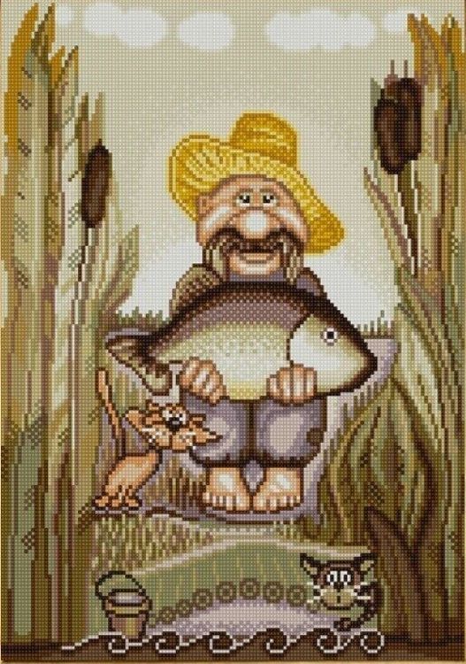 Рисунок на ткани «Рыбак»