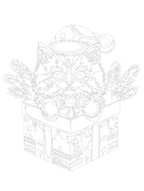 Картина по номерам «Детская, для детей: новогодний котенок» — картинка 3