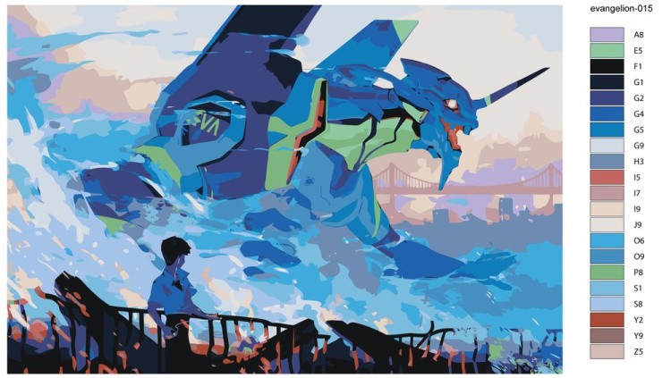 Картина по номерам «Evangelion Евангелион: Синдзи Икари и робот Ева» — картинка 2