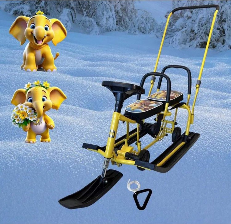 Снегокат детский 507 TWINS BABY Wheel для двоих со спинкой — картинка 4