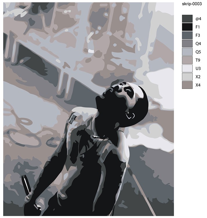 Картина по номерам «Скриптонит рэпер Адиль: чернобелая 40х50» — картинка 2