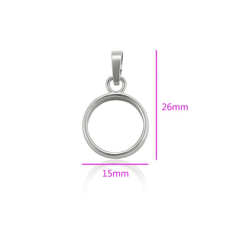 Металлический молд для кулона круг маленький, серебро, 1 шт. — картинка 2