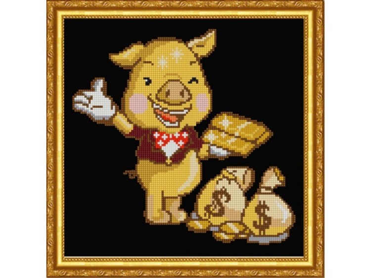 Рисунок на ткани «Золотая свинка»