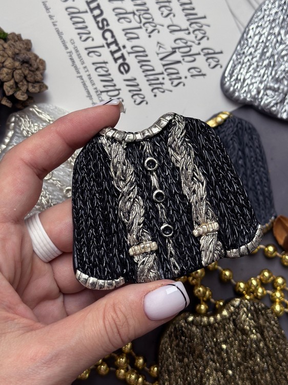 Силиконовый молд - Вязаный свитер, 9x8см, 1 шт. — картинка 3