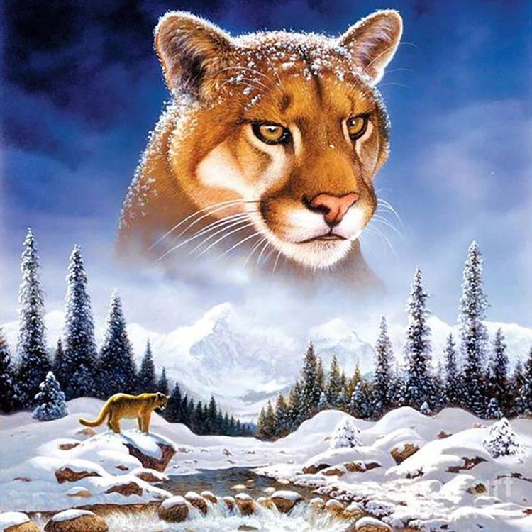 Алмазная вышивка «Снежная пума» — картинка 2