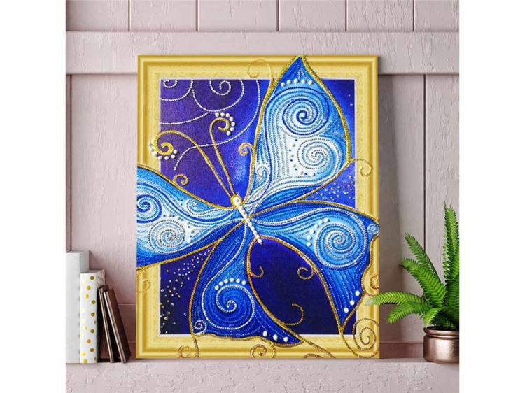 Алмазная вышивка 5D «Голубые крылья бабочки» — картинка 5