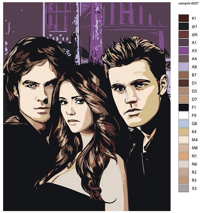 Картина по номерам «Дневники вампира: Деймон, Елена и Стефан» — картинка 2
