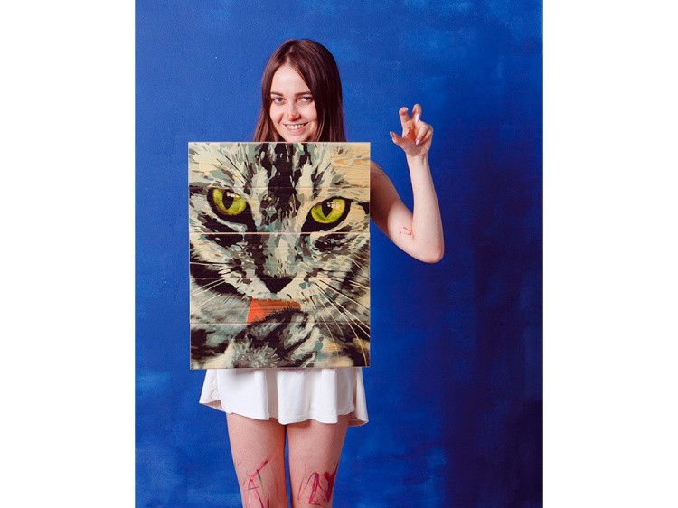 Картина по номерам по дереву Dali «Кот» — картинка 2