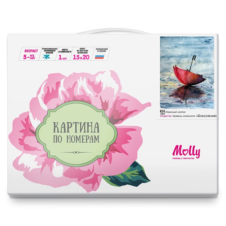 Картина по номерам «Красный зонтик» — картинка 3