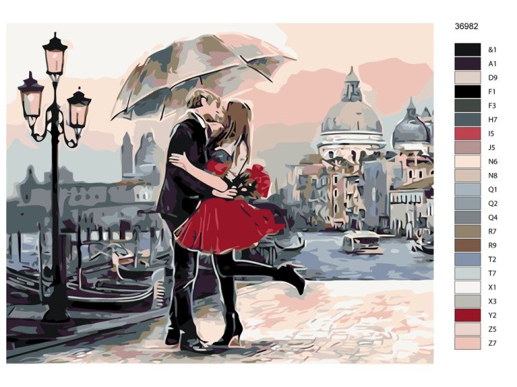 Картина по номерам «Свидание под зонтом» — картинка 2