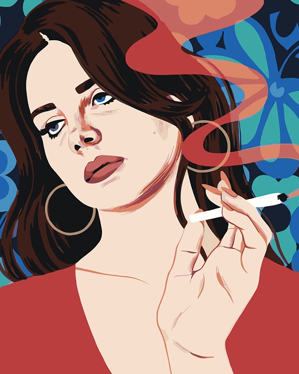 Картина по номерам «Lana Del Rey Лана Дель Рей: Арт с сигаретой»