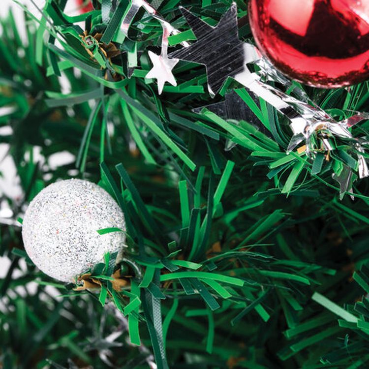 Ель искусственная новогодняя декоративная 30 см, цвет украшений: красный, серебристый — картинка 2