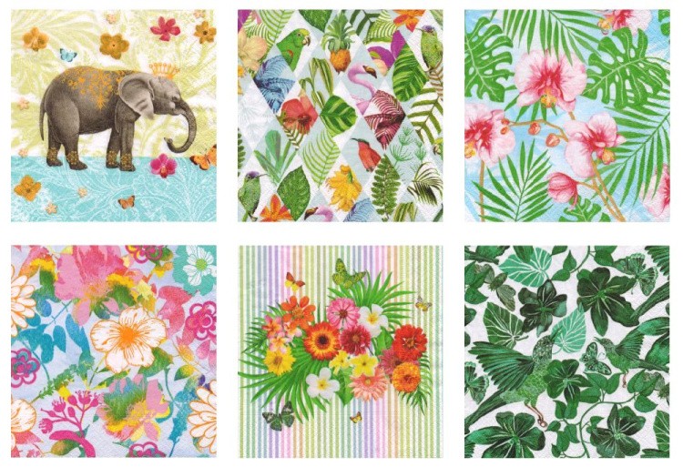 Салфетки бумажные 3-х слойные «Тропический сад», 33x33 см, 12 шт., Love2art